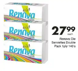 Save Renova Ole Serviettes Double Pack 1ply offer