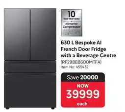 Makro 630 L Bespoke AI French Door Fridge with a Beverage Centre offer