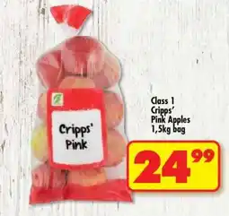 Shoprite Class 1 Cripps' Pink Apples 1,5kg bag offer