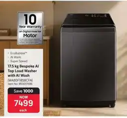 Makro 17.5 kg Bespoke AI Top Load Washer with AI Wash offer