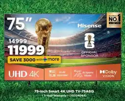 HiFi Corp 75-inch Smart 4K UHD TV-75A6G offer