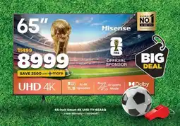 HiFi Corp 65-inch Smart 4K UHD TV-65A6G offer