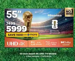 HiFi Corp 55-inch Smart 4K UHD TV-55A6G offer