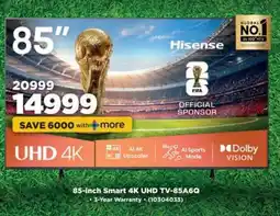 HiFi Corp 85-inch Smart 4K UHD TV-85A6G offer