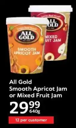 Oxford Freshmarket All Gold Smooth Apricot Jam or Mixed Fruit Jam offer
