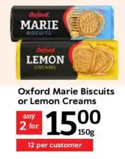 Oxford Freshmarket Oxford Marie Biscuits or Lemon Creams offer