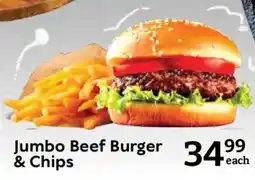 Oxford Freshmarket Jumbo Beef Burger & Chips offer