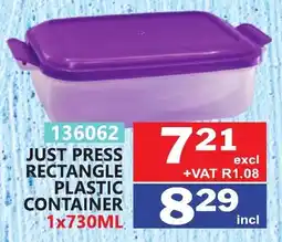 Arrow Cash And Carry Just press rectangle plastic container offer