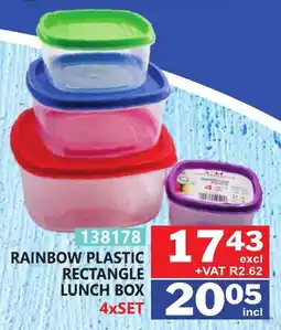 Arrow Cash And Carry Rainbow plastic rectangle lunch box offer