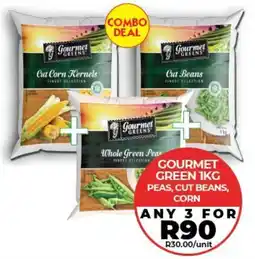 1UP Gourmet green peas, cut beans, corn offer
