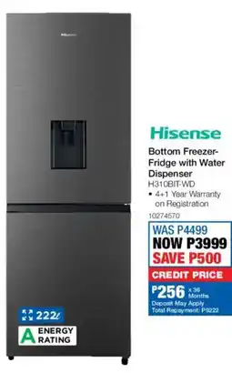 OK Furniture Hisense Bottom Freezer-Fridge with Water Dispenser offer