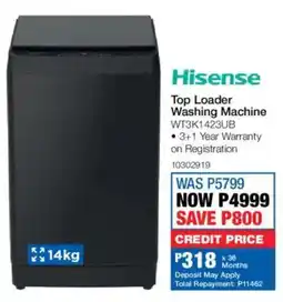 OK Furniture Hisense Top Loader Washing Machine offer