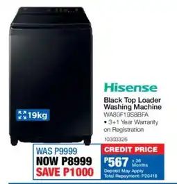 OK Furniture Hisense Black Top Loader Washing Machine offer