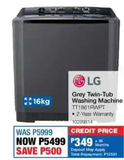 OK Furniture LG Grey Twin-Tub Washing Machine offer
