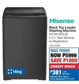 OK Furniture Hisense Black Top Loader Washing Machine offer