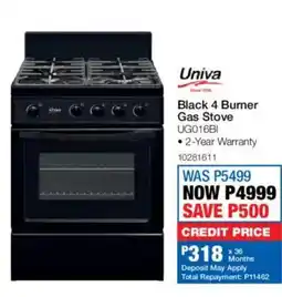OK Furniture Univa Black 4 Burner Gas Stove offer
