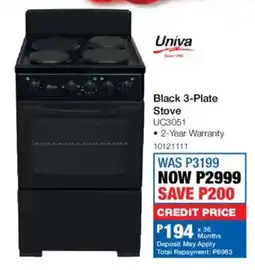 OK Furniture Univa Black 3-Plate Stove offer