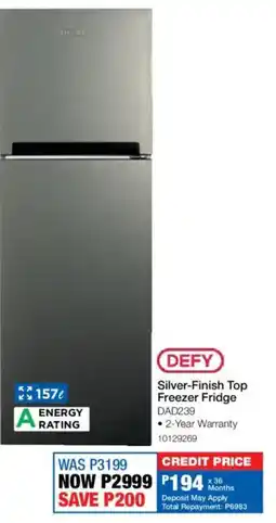 OK Furniture Defy Silver-Finish Top Freezer Fridge offer