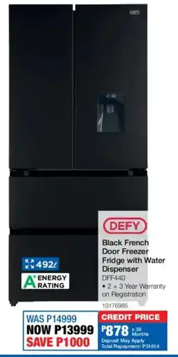 OK Furniture Defy Black French Door Freezer Fridge with Water Dispenser offer