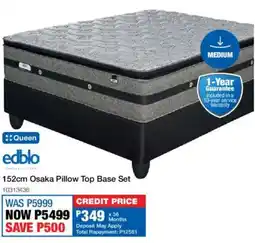 OK Furniture Edblo 152cm Osaka Pillow Top Base Set offer