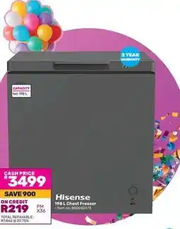 Game Hisense 198 L Chest Freezer offer