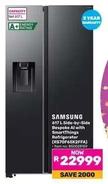 Game Samsung 617 L Side-by-Side Bespoke AI with SmartThings Refrigerator offer