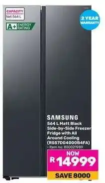 Game Samsung 564 L Matt Black Side-by-Side Freezer Fridge offer