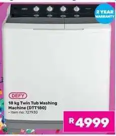 Game Defy 18 kg Twin Tub Washing Machine (DTT180) offer