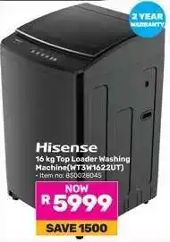 Game Hisense 16 kg Top Loader Washing Machine (WT3W1622UT) offer