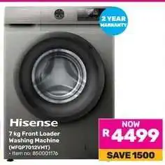Game Hisense 7 kg Front Loader Washing Machine (WFGP7012VMT) offer