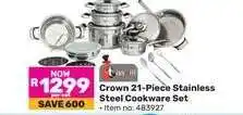 Game Crown 21-Piece Stainless Steel Cookware Set offer