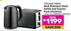 Game Russell Hobbs Dark Stainless Steel Kettle and Toaster Pack (RHSSP30) offer