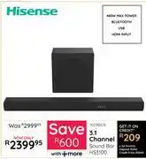 Bradlows Hisesne 3.1 Channel Sound Bar HS3100 10298676 offer