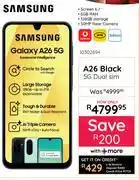 Bradlows Samsung Galaxy A26 Black 5G Dual Sim 10302694 offer