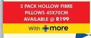 Russells Sleepmasters 2 Pack Hollow Fibre Pillows 45 x 70cm offer