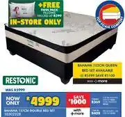 Russells Restonic Bahama 137cm Double Bed Set 10302328 Free Twin Pack Pillows offer
