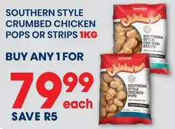 Econo Foods Southern style crumbed chicken pops or strips offer