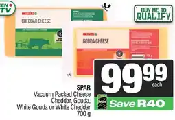 Spar Savemor SPAR Vacuum Packed Cheese Cheddar, Gouda, White Gouda or White Cheddar offer