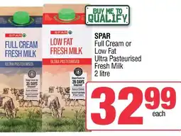 Spar Savemor SPAR Full Cream or Low Fat Ultra Pasteurised Fresh Milk offer