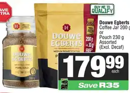 Spar Savemor Douwe Egberts Coffee Jar or Pouch Assorted offer
