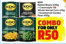 Elite Cash & Carry Koo Baked Beans + Creamstyle or Whole Kernel Corn + Sweetened Garden Peas offer
