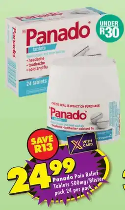 MediRite Panado Pain Relief Tablets/ Blister pack offer