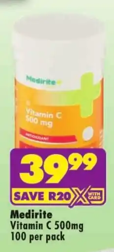 MediRite Medirite Vitamin C 500mg offer