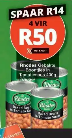 Checkers Rhodes Gebakte Boontjies in Tamatiesous 400g offer