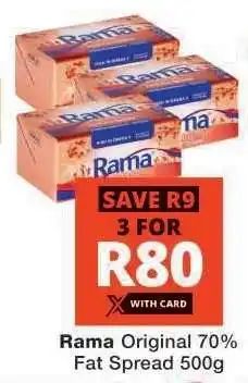 Checkers Rama Original 70% Fat Spread 500g offer