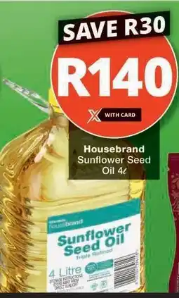 Checkers Housebrand Sunflower Seed Oil 4L offer