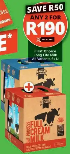 Checkers First Choice Long Life Milk offer