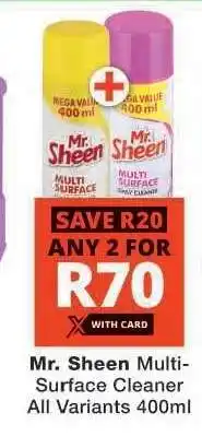 Checkers MR. SHEEN MULTI-SURFACE CLEANER offer
