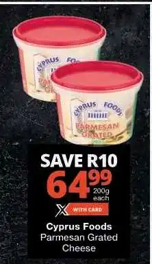 Checkers Cyprus Foods Parmesan Grated Cheese offer
