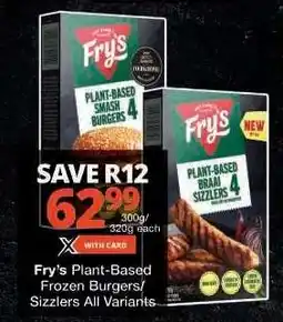 Checkers Fry's Plant-Based Frozen Burgers/Sizzlers All Variants offer